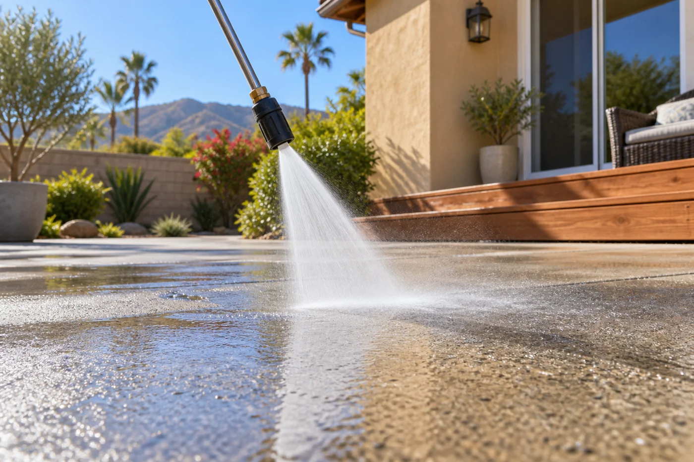 Patio power washing service illustration